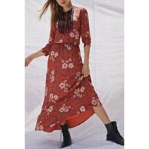 Zadig & Voltaire Remus Pensee Silk Floral Lace Maxi Dress Boho Size Small NWT